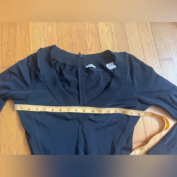 90s Vintage Alaia Black Long Sleeved Bodycon Dress Sz L - Picture 7 of 11